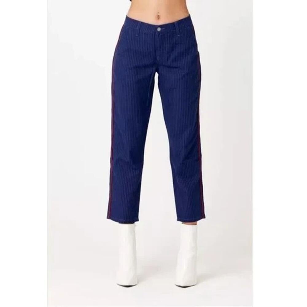SIWY Lori Blue Red Stripe Piping Chino Pant in Hudson Bay Size 24 NWT $179